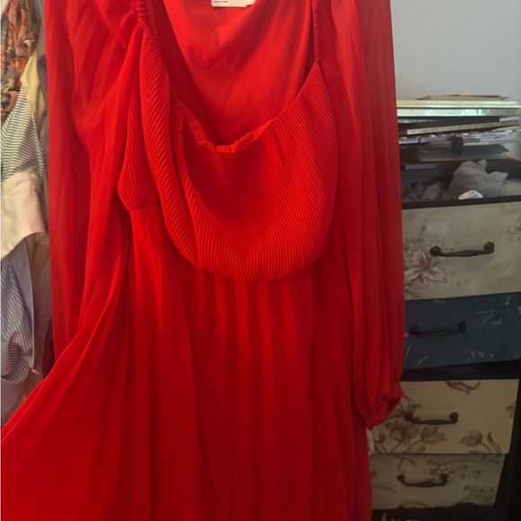ASOS Curve Bold Red Long Sleeve Dress